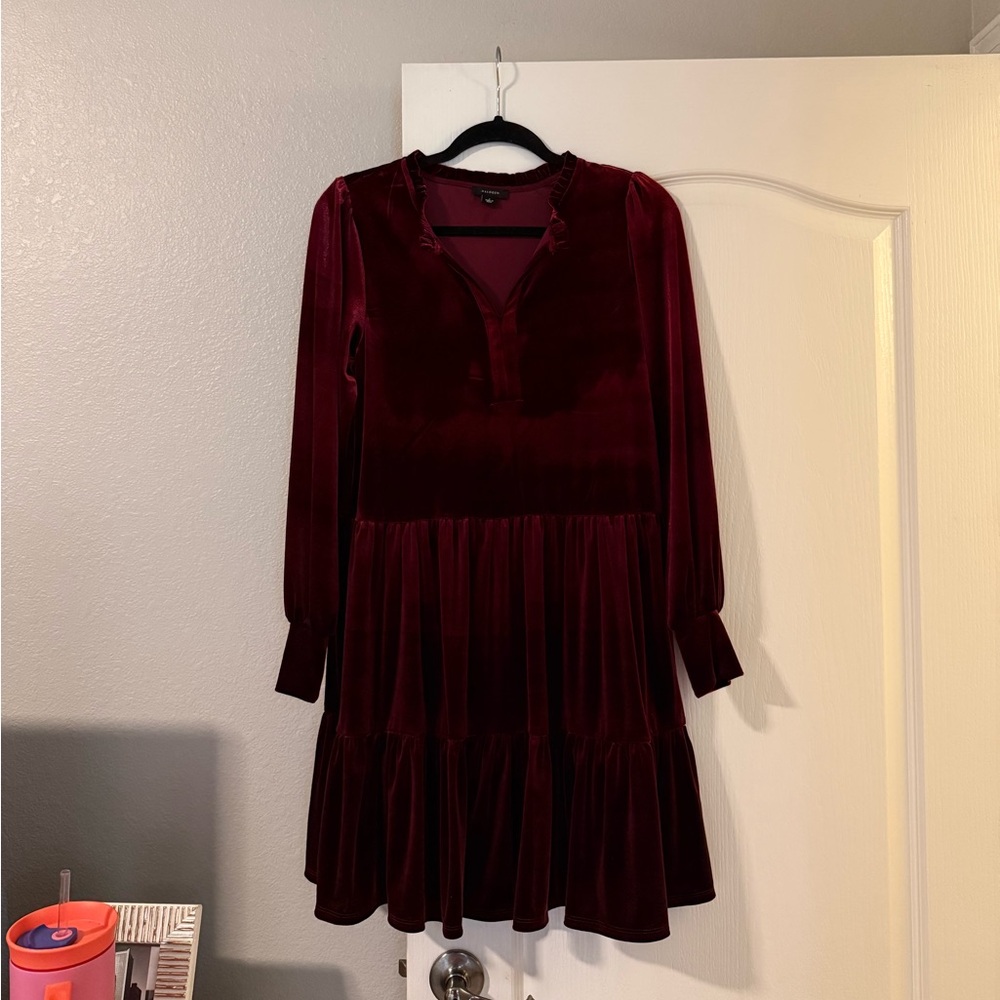 Halogen Velvet Long Sleeve Dress